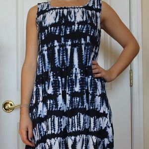 Indigo Tie Dye Pleated Dress - Petite Small